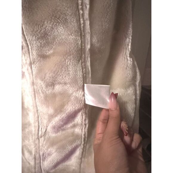 Liz Claiborne Women's Taupe Suede Coat Jacket Plush Faux Fur lining Medium - Picture 7 of 7